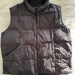 Lands End Black XL Men’s Goosedown Snap Puffer Vest with Pockets